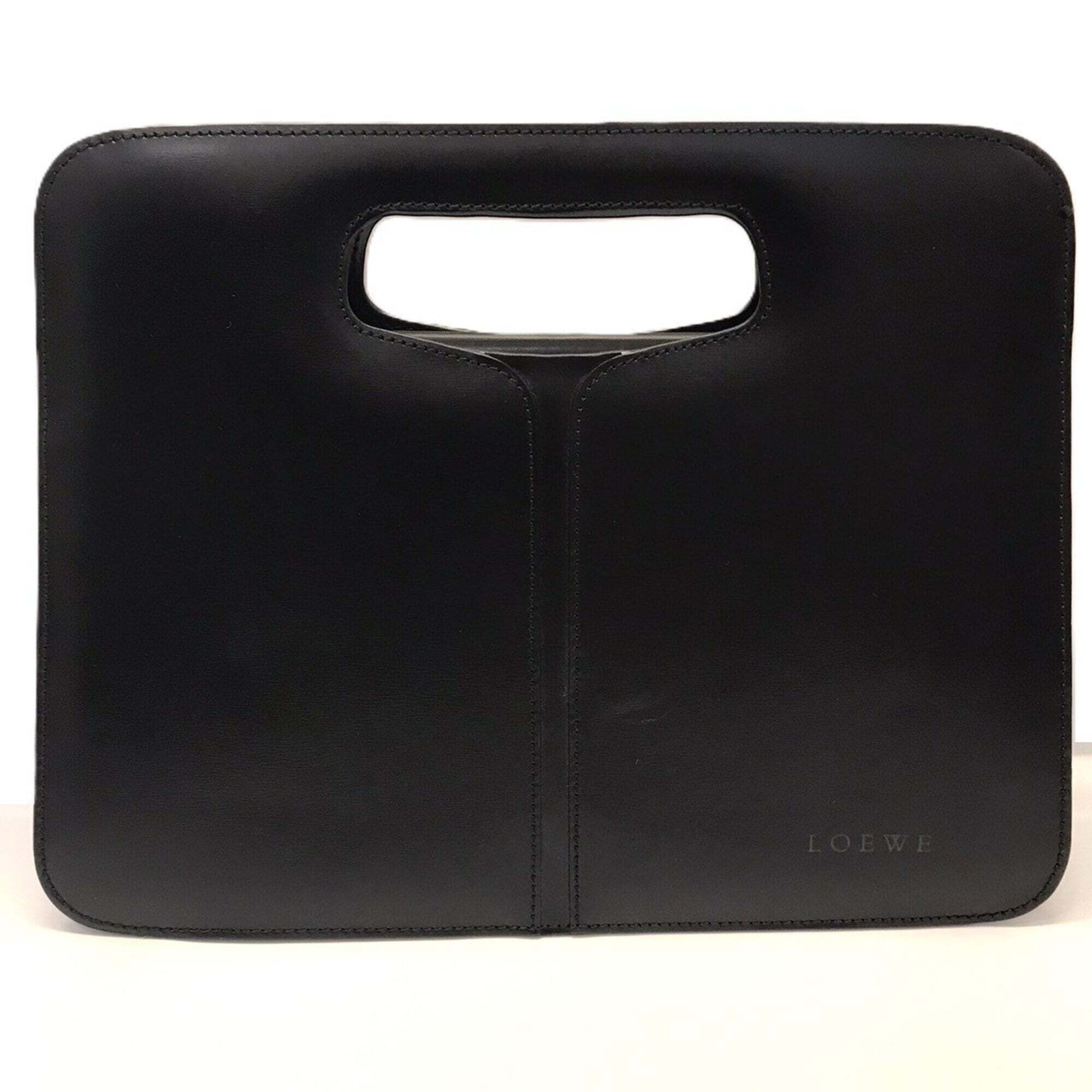 Loewe Embossed Leather Clutch Handbag, Black.
